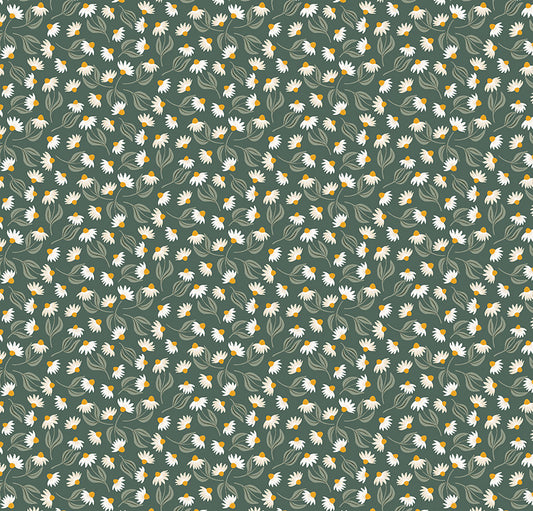 Daisy Field Spruce Poplin Fabric — OEKO-TEX Certified | Windham Fabrics | By the Half Yard
