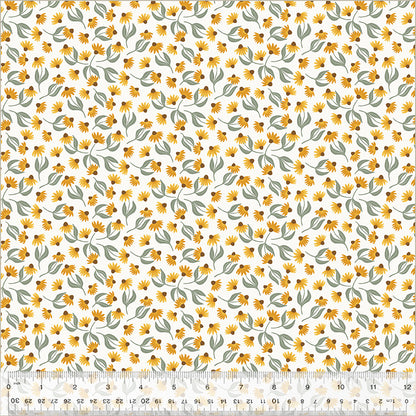 Daisy Field Cloud White Poplin Fabric — OEKO-TEX Certified | Windham Fabrics | By the Half Yard