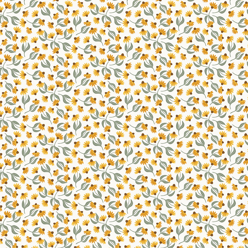 Daisy Field Cloud White Poplin Fabric — OEKO-TEX Certified | Windham Fabrics | By the Half Yard