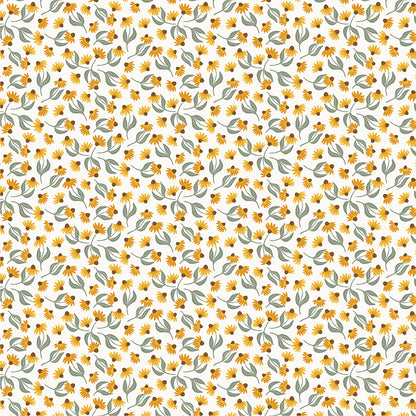 Daisy Field Cloud White Poplin Fabric — OEKO-TEX Certified | Windham Fabrics | By the Half Yard