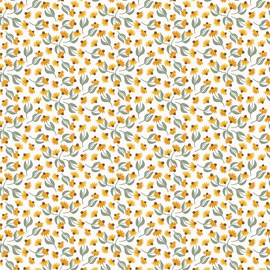 Daisy Field Cloud White Poplin Fabric — OEKO-TEX Certified | Windham Fabrics | By the Half Yard
