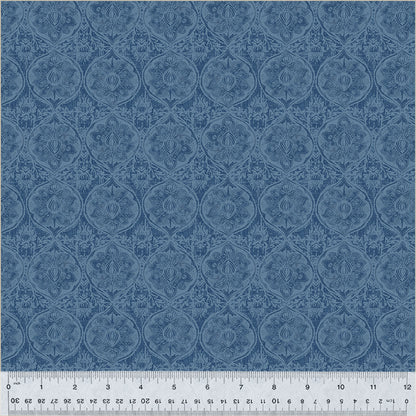 Damask in "Denim" Poplin Fabric — OEKO-TEX Certified | Windham Fabrics | By the Half Yard