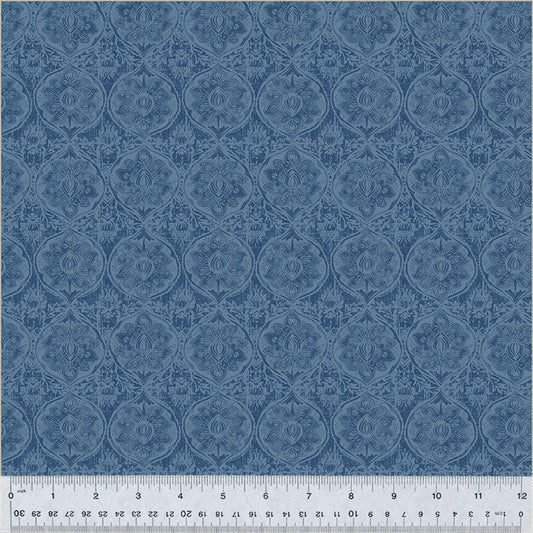 Damask in "Denim" Poplin Fabric — OEKO-TEX Certified | Windham Fabrics | By the Half Yard