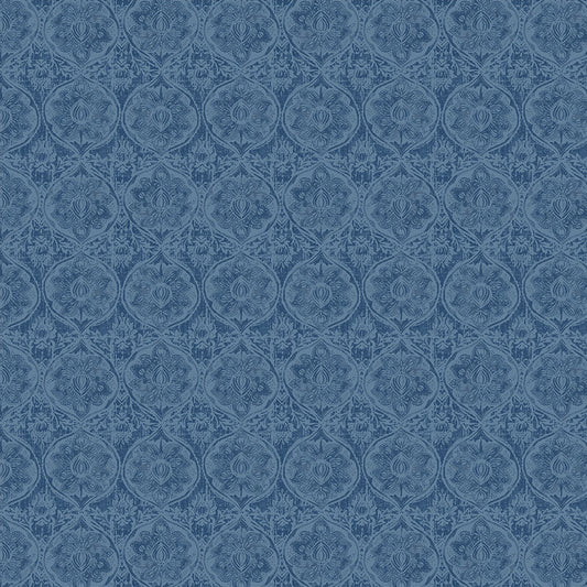 Damask in "Denim" Poplin Fabric — OEKO-TEX Certified | Windham Fabrics | By the Half Yard