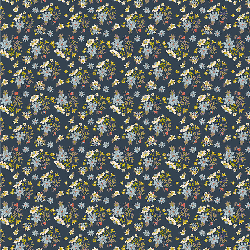 Floral pattern on a dark blue background
