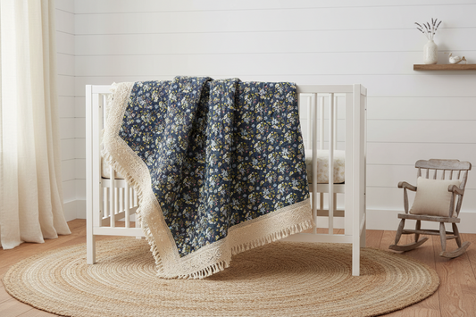 Posies Night Poplin - GOTS & OEKO-TEX Certified 44" Wide by the Half Yard