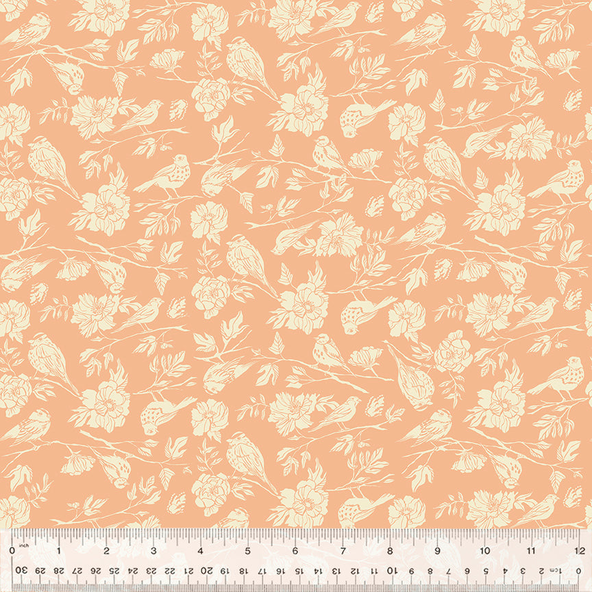 Birdsong Pink Organic Cotton Poplin Fabric — Pink | Windham Fabrics | Half Yard