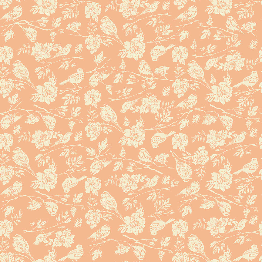 Birdsong Pink Organic Cotton Poplin Fabric — Pink | Windham Fabrics | Half Yard