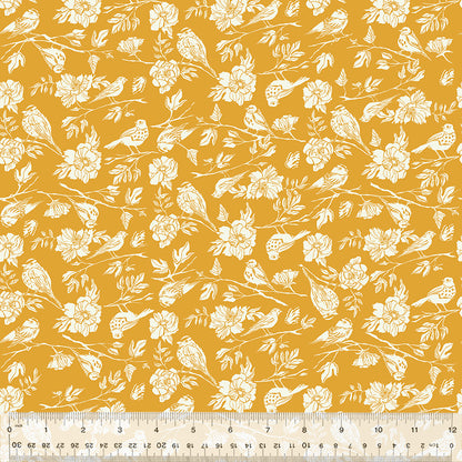 Birdsong Golden Organic Cotton Poplin Fabric — Deep Gold | Windham Fabrics | Half Yard