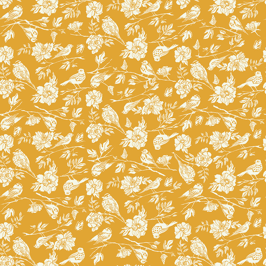 Birdsong Golden Organic Cotton Poplin Fabric — Deep Gold | Windham Fabrics | Half Yard