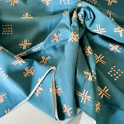 Mudcloth Blue Interlock Knit