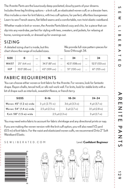 Arenite Pants Sewing Pattern