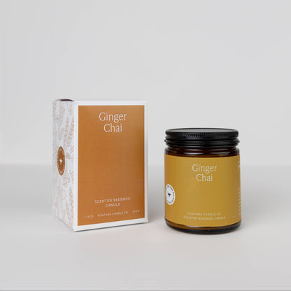 Non-Toxic Ginger Chai Essential Oil Beeswax Jar Candle