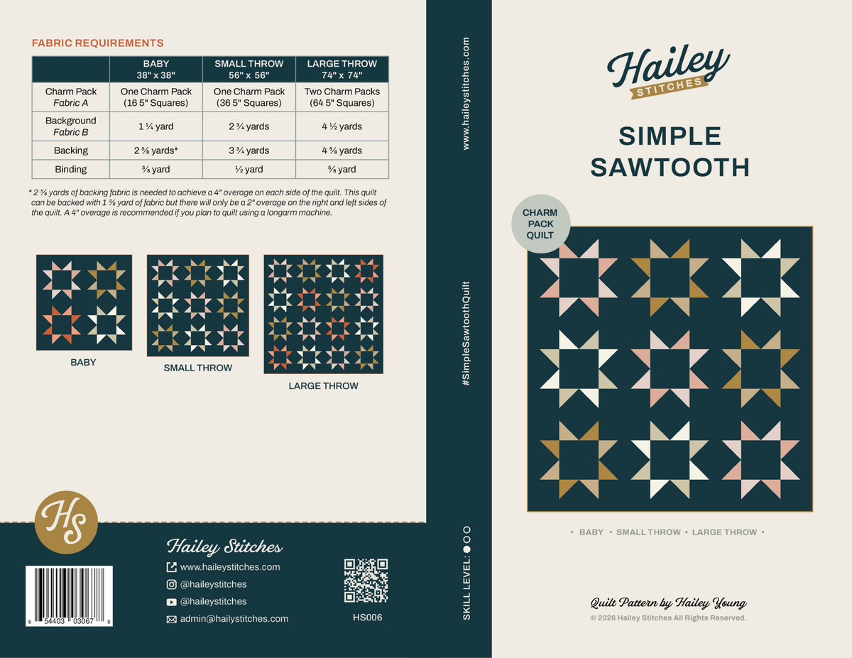 Simple Sawtooth Quilt Pattern by Hailey Stitches