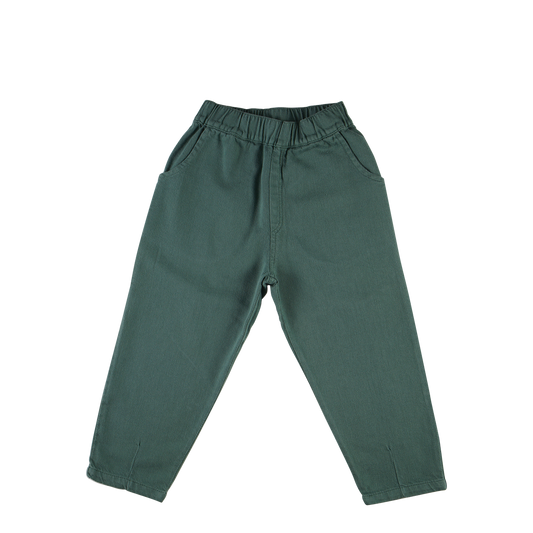 Little Yucca Slouchy Organic Woven Canvas Pants – Deep Green
