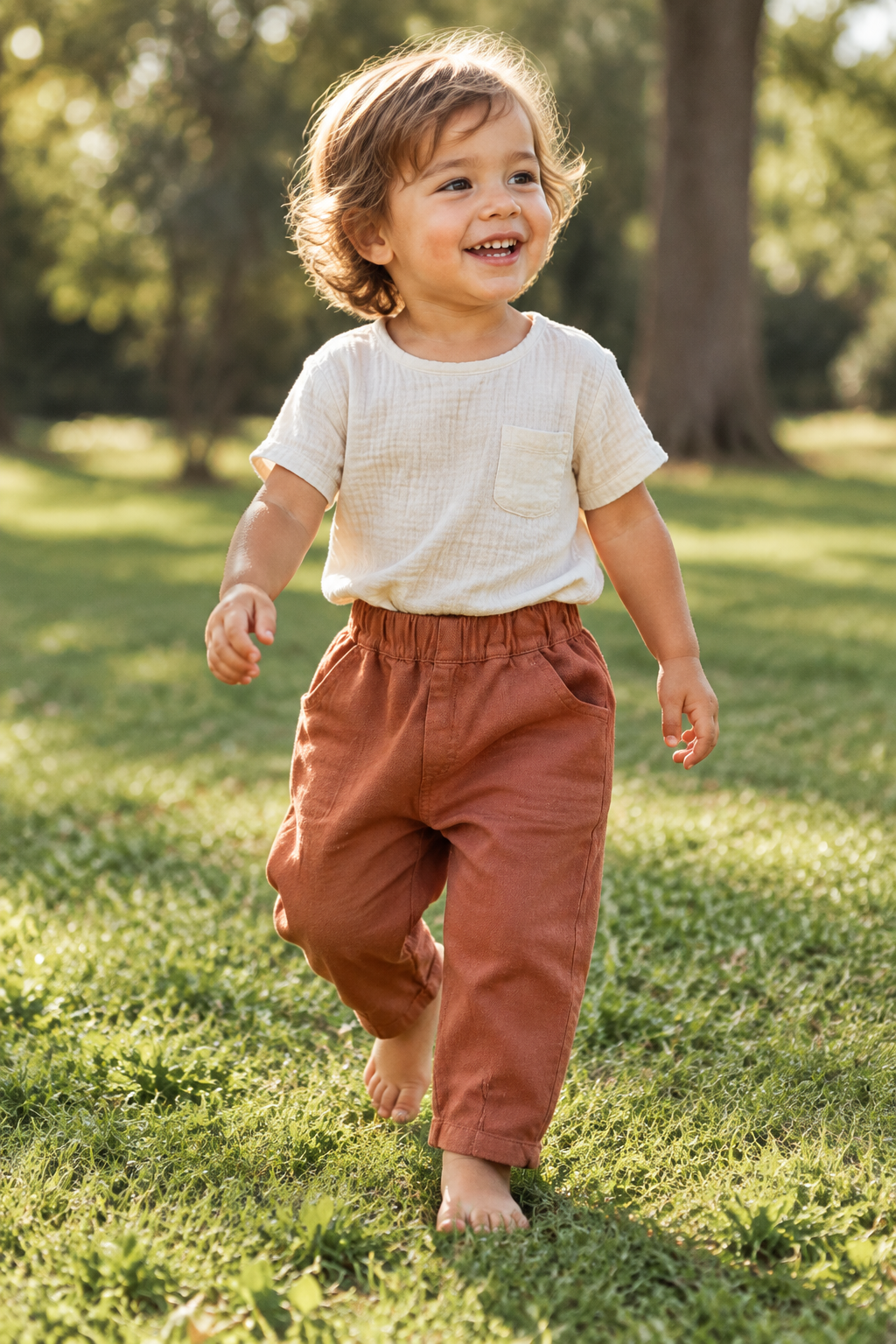 Little Yucca Slouchy Organic Woven Canvas Pants – Deep Green