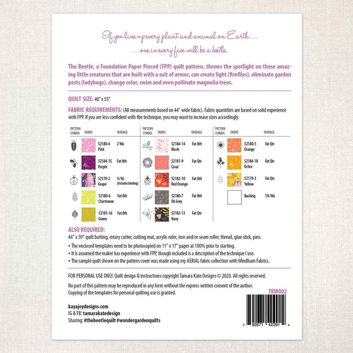The Beetle Paper Quilt Pattern – Tamara Kate Design
