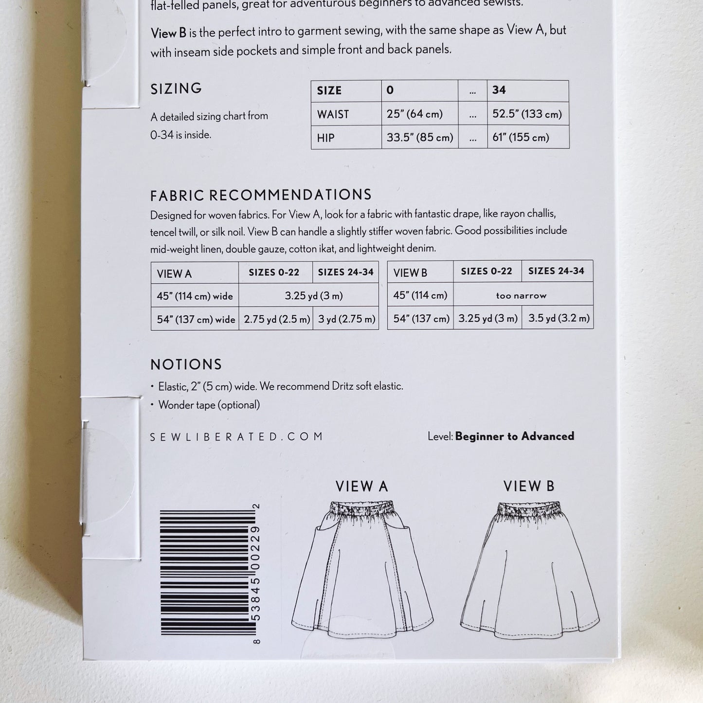 Gypsum Skirt Sewing Paper Pattern