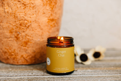 Non-Toxic Ginger Chai Essential Oil Beeswax Jar Candle