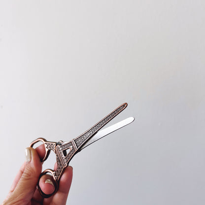 Paris Eiffel Tower Antiqued Rose Gold Stainless Steel Embroidery Scissors