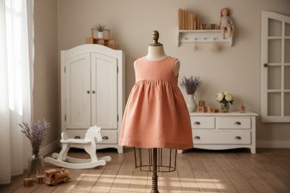 linen dress on a mannequin in a child's room