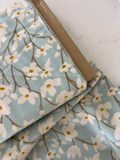 Dogwood Skylight Flannel Fabric - OEKO-TEX Double-Brushed Cotton by the Half Yard