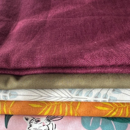 Cotton linen fabric grab bag with OEKO-TEX and GOTS organic certified fabrics, 1.5-3 yards