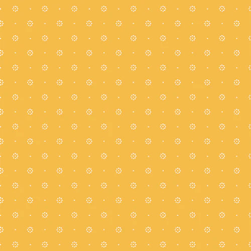 Yellow patterned background with small white floral shapes