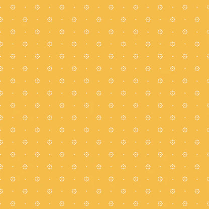 Yellow patterned background with small white floral shapes