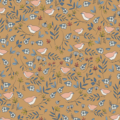 Lovebirds Amber Poplin Fabric - OEKO-TEX Certified Cotton by the Half Yard