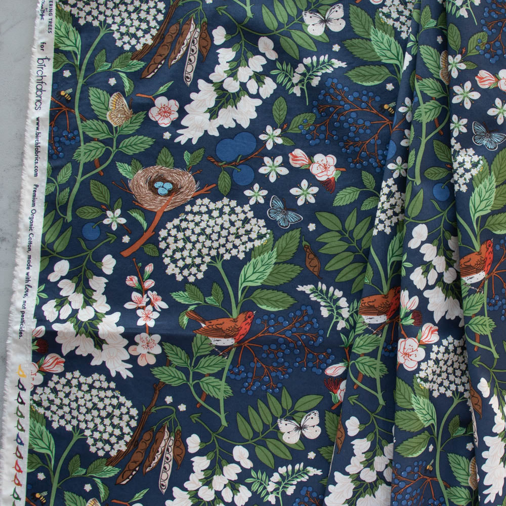 Flowering Trees Night Organic Poplin