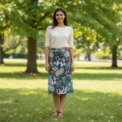 Flowering Trees Night Organic Poplin End of Bolt