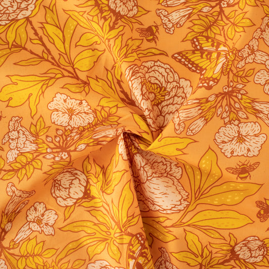 Large Peonies Peach Gold Organic Lawn