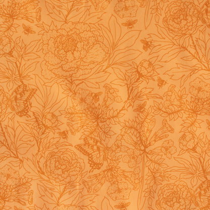 Peonies Tonal Peach Organic Poplin
