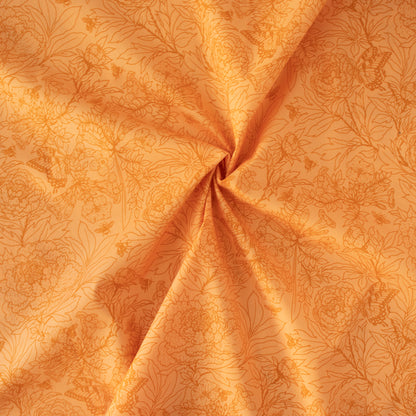 Peonies Tonal Peach Organic Poplin