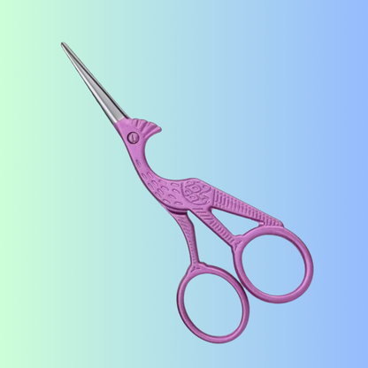 Lilac Crane Antique Style Stainless Steel Embroidery Scissors 4.5"