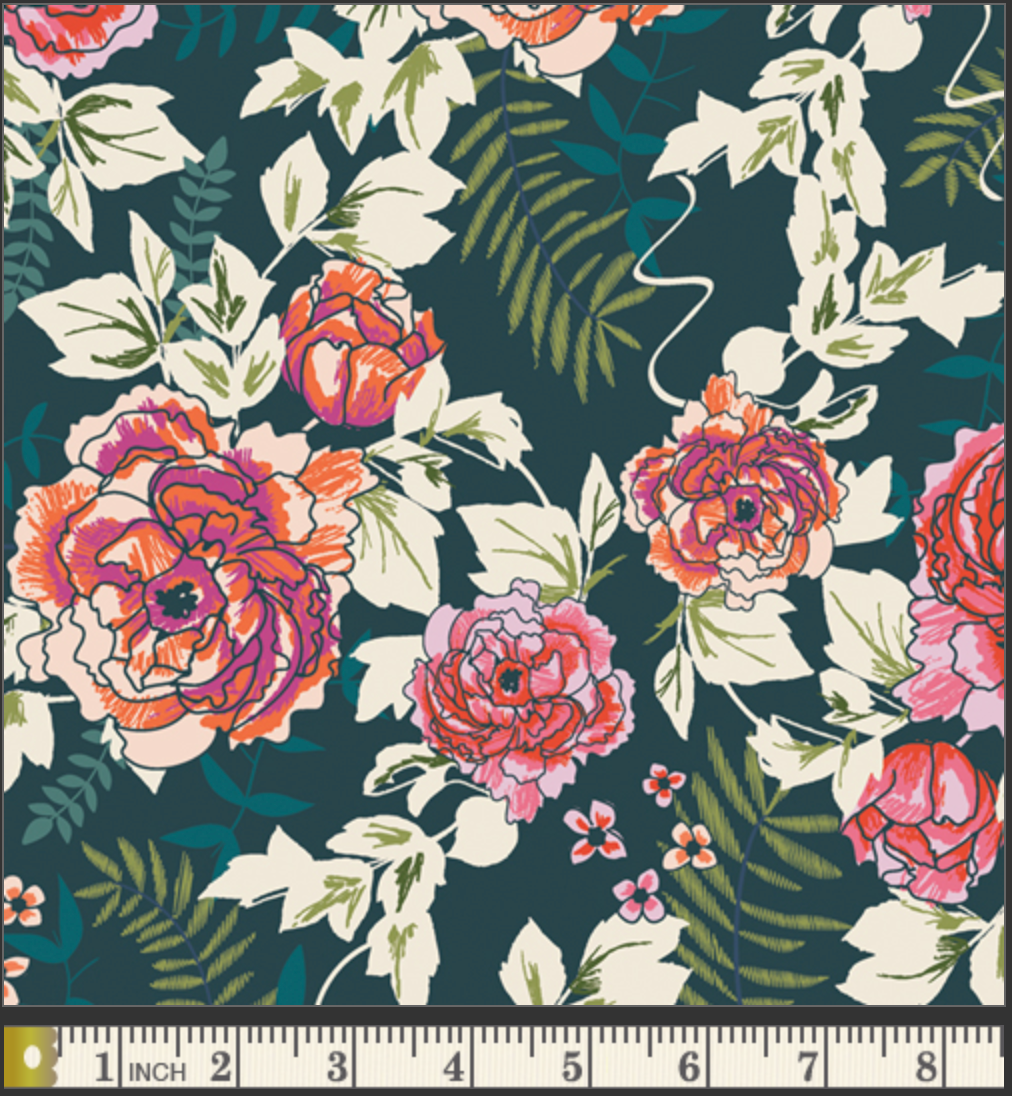 Everblooming Camellias Aglow Poplin Fabric — OEKO-TEX Certified | Art Gallery Fabrics | By the Half Yard