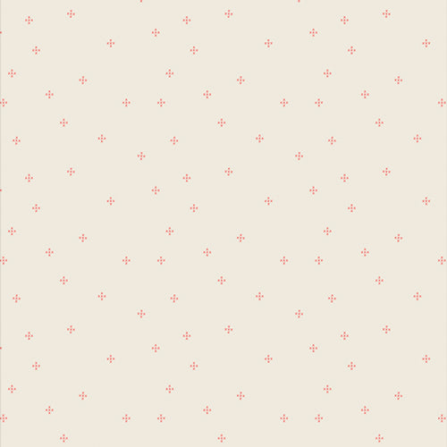 Pattern of small red crosses on a beige background