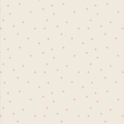 Pattern of small red crosses on a beige background