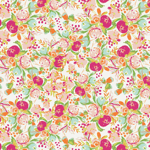 Colorful floral pattern on a white background