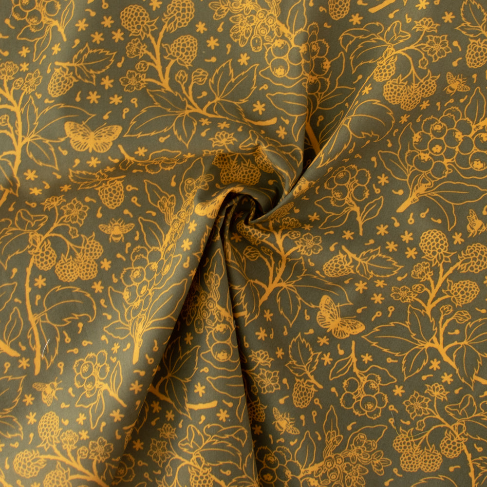 Wild Berries Tonal Midnight Organic Poplin
