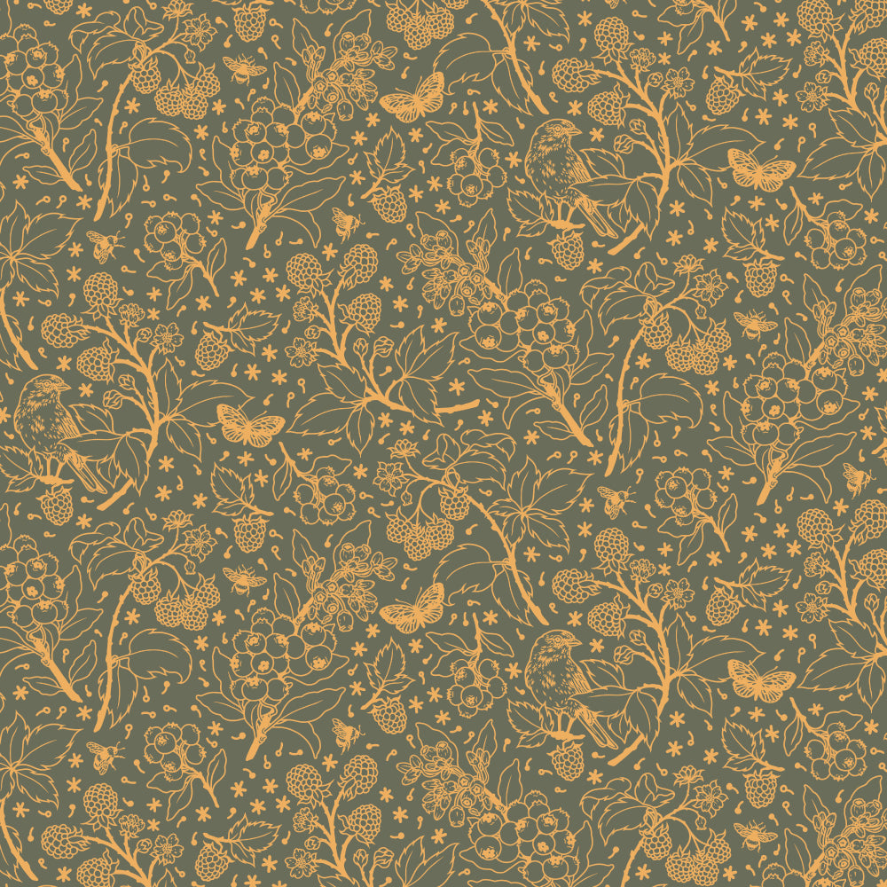 Wild Berries Tonal Midnight Organic Poplin