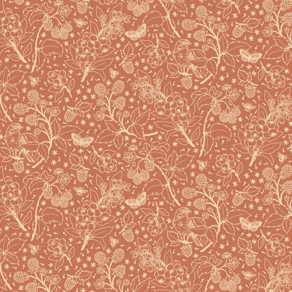 Wild Berries Tonal Rose Organic Poplin