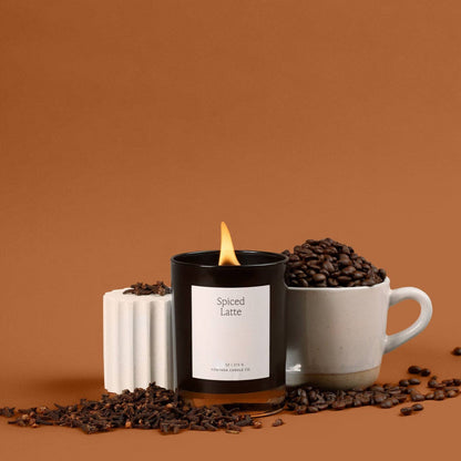 Fontana Spiced Latte Beeswax Candle | Noir Black Glass