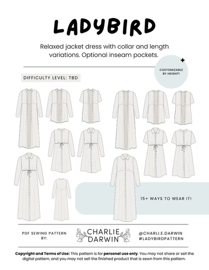 Ladybird Dress & Jacket Sewing Pattern | Charlie Darwin Textiles