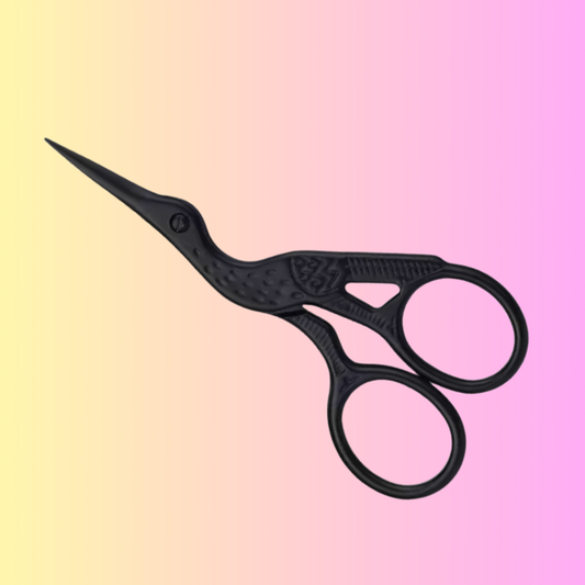 All Black Crane Antique Style Stainless Steel Embroidery Scissors 3.5"