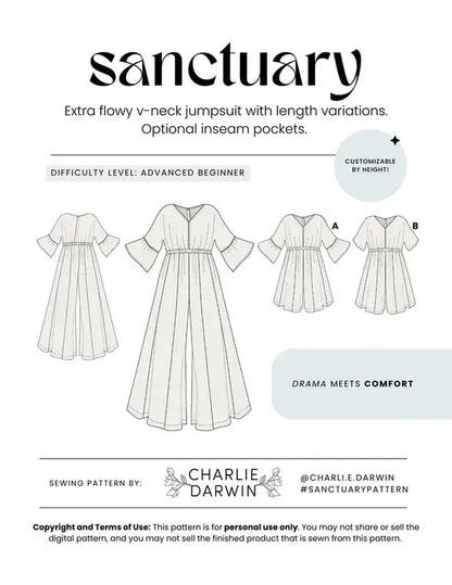 Sanctuary Jumpsuit Sewing Pattern | Charlie Darwin Textiles