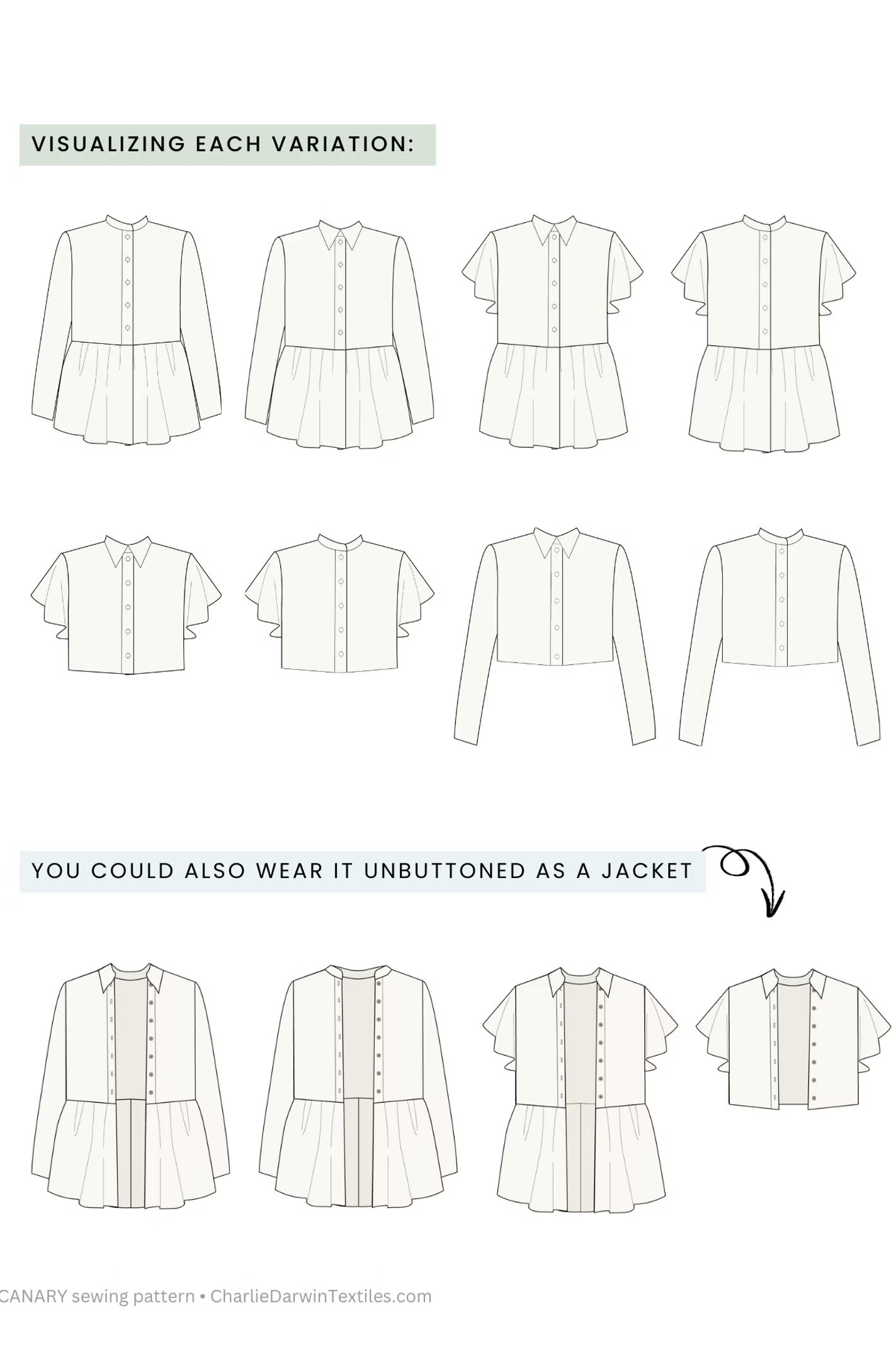 Canary Peplum Top Sewing Pattern | Charlie Darwin Textiles