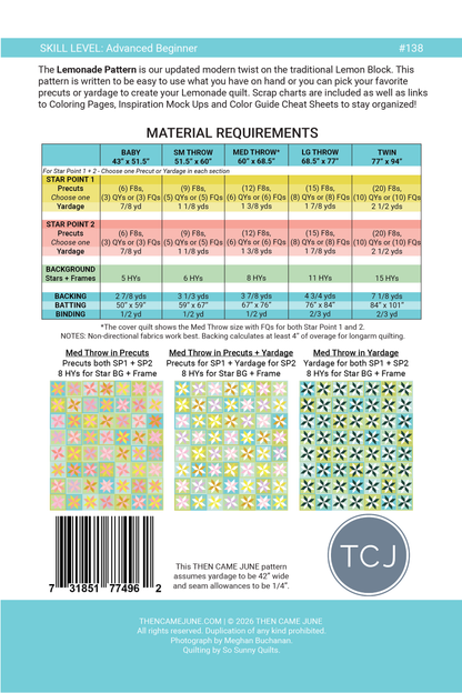 Lemonade Quilt Pattern — Printed | Then Came June | Advanced Beginner