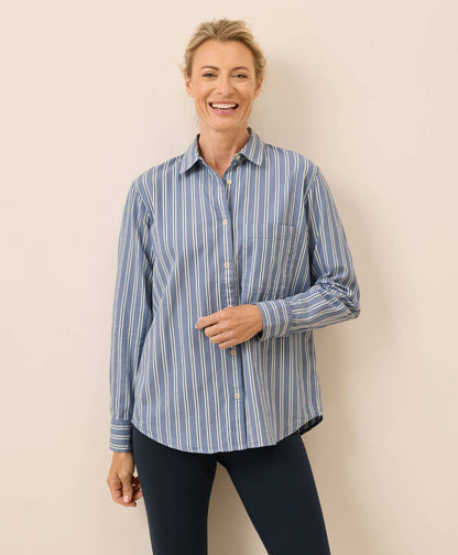 Pact Women's All Day Organic Poplin Classic Shirt – Berkeley Stripe